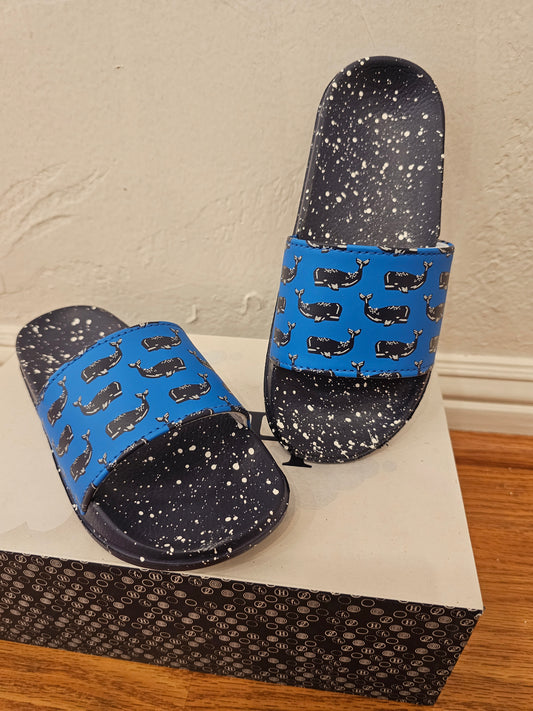 Block Whales Slide On Sandals - Size 13