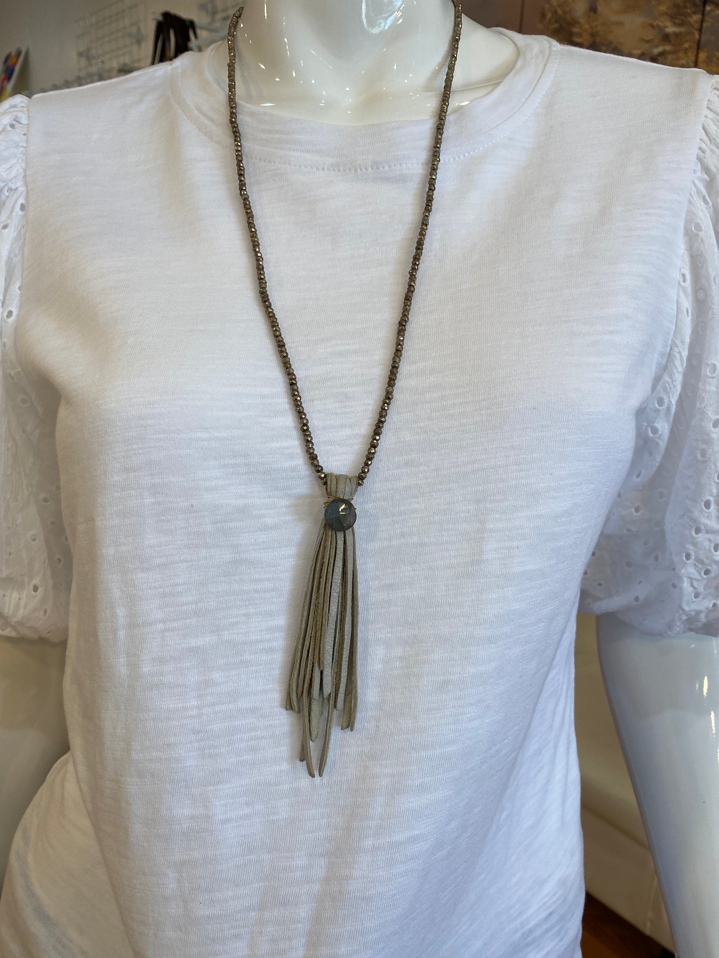 Tranquil Tassel Necklace - Light Grey